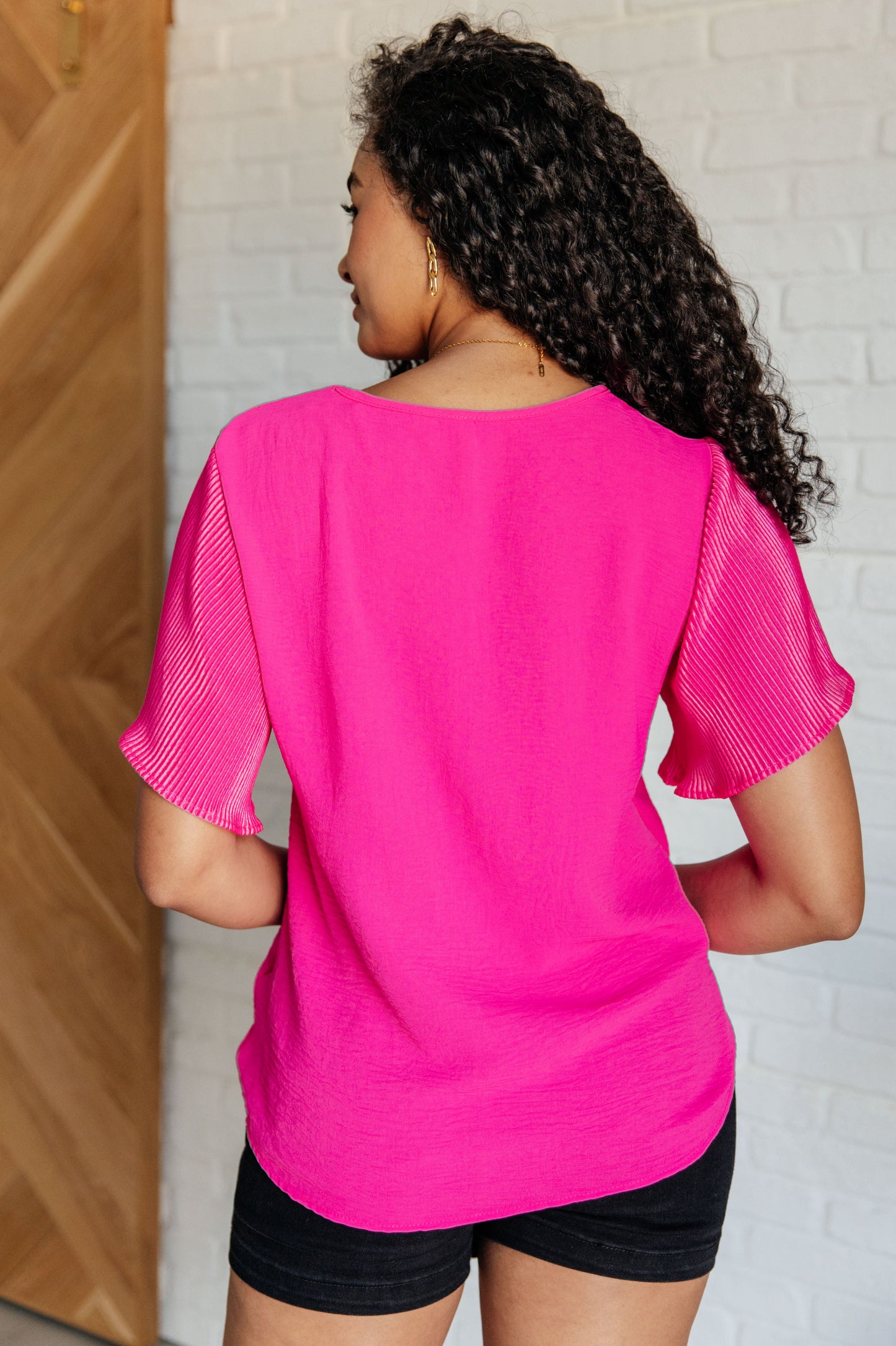 Pink and Perfect Ruffle Sleeve Top